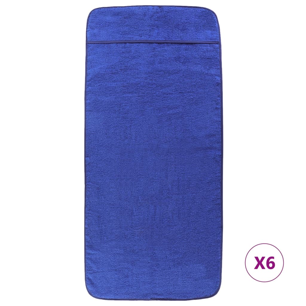 Beach Towels 6 pcs Royal Blue 60x135 cm Fabric 400 GSM