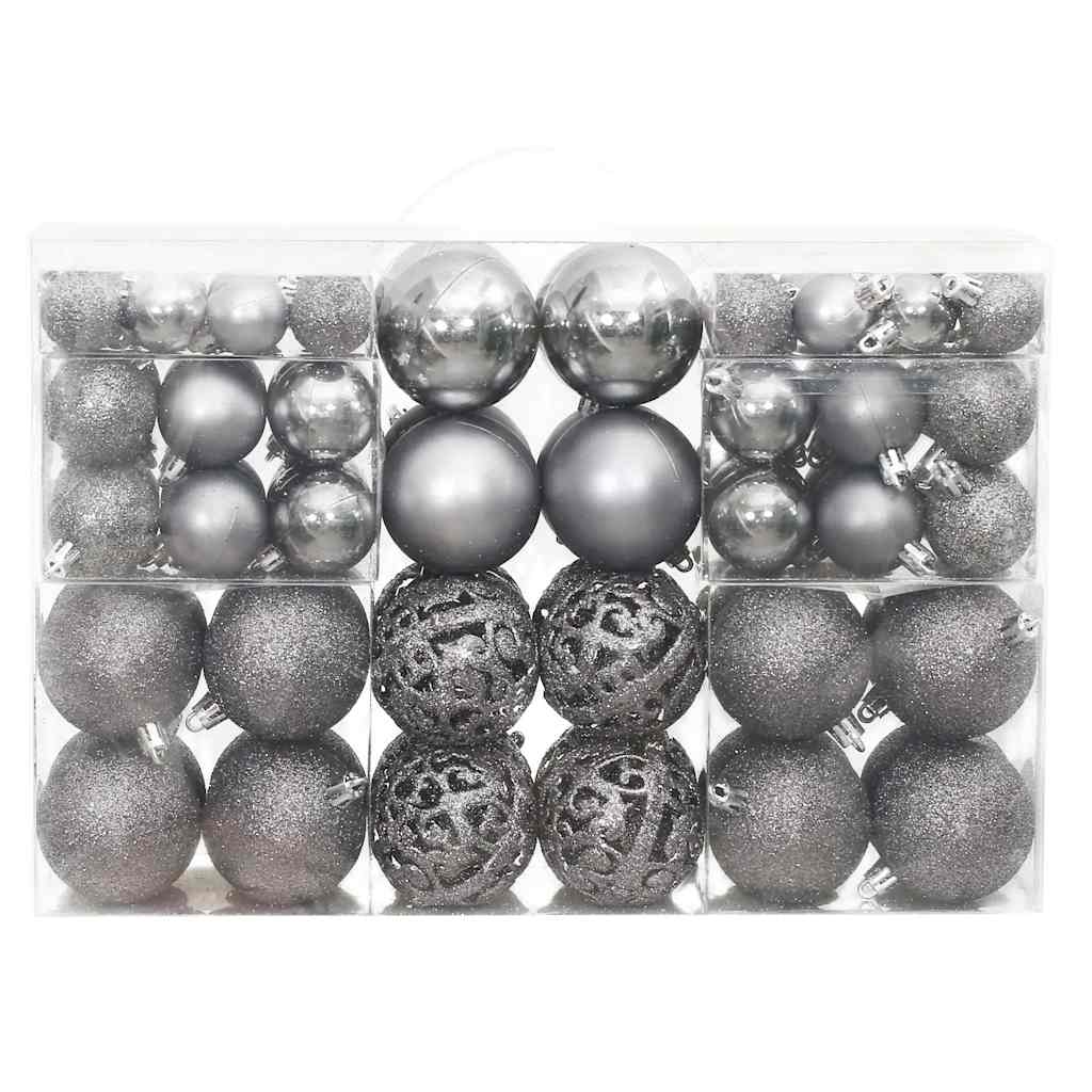 Christmas Baubles 100 pcs Grey 3 / 4 / 6 cm