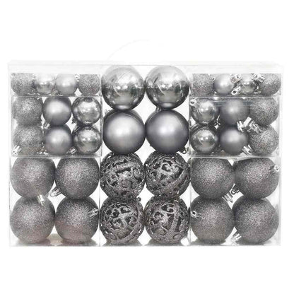 Christmas Baubles 100 pcs Grey 3 / 4 / 6 cm