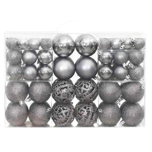 Christmas Baubles 100 pcs Grey 3 / 4 / 6 cm