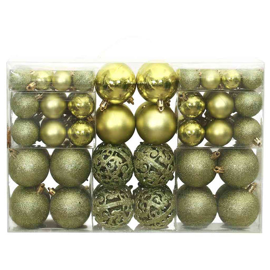Christmas Baubles 100 pcs Light Green 3 / 4 / 6 cm