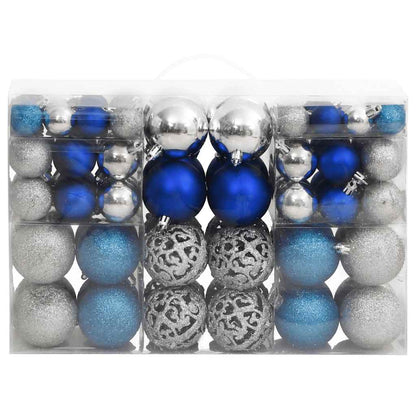 Christmas Baubles 100 pcs Blue and Silver 3 / 4 / 6 cm