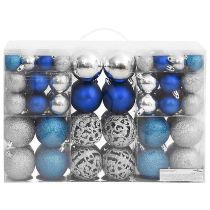 Christmas Baubles 100 pcs Blue and Silver 3 / 4 / 6 cm