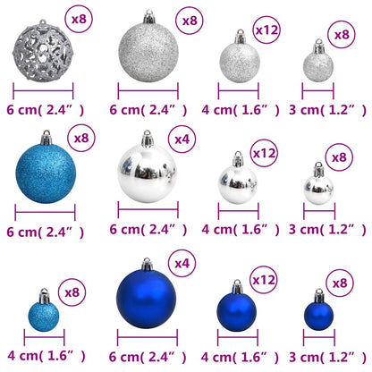 Christmas Baubles 100 pcs Blue and Silver 3 / 4 / 6 cm