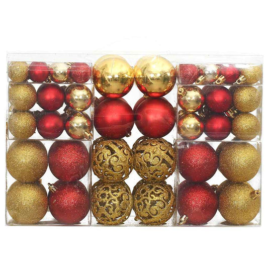 Christmas Baubles 100 pcs Gold and Wine Red 3 / 4 / 6 cm