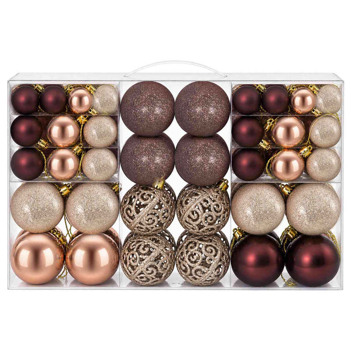 Christmas Baubles 100 pcs Champagne and Brown 3 / 4 / 6 cm