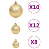111 Piece Christmas Bauble Set Gold Polystyrene
