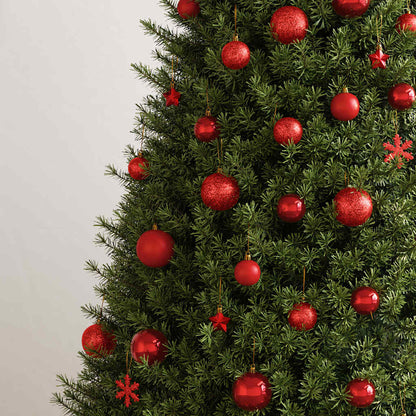 111 Piece Christmas Bauble Set Red Polystyrene