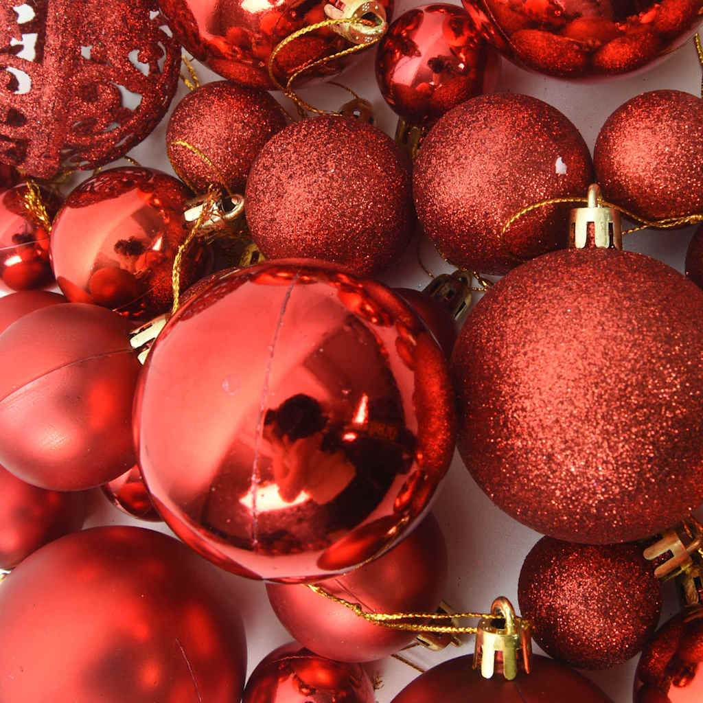 111 Piece Christmas Bauble Set Red Polystyrene