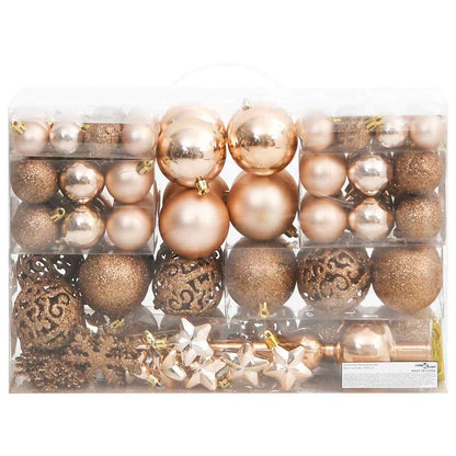 111 Piece Christmas Bauble Set Rose Gold Polystyrene