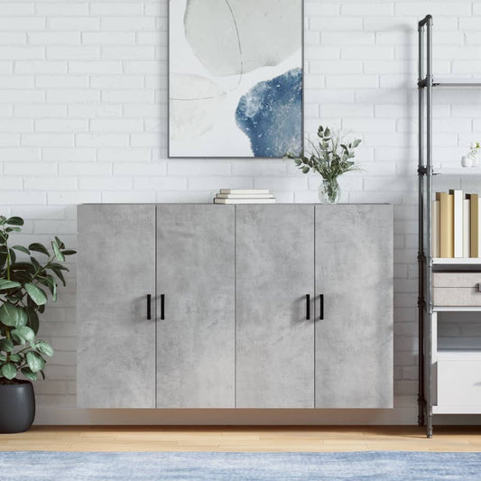 Wall Mounted Cabinets 2 pcs Concrete Grey 69,5x34x90 cm