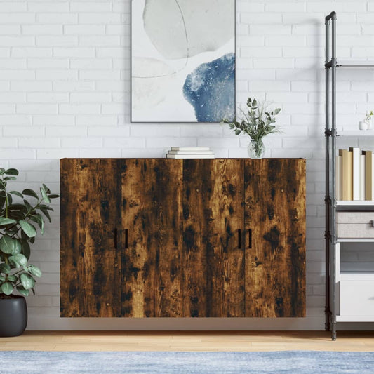 Wall Mounted Cabinets 2 pcs Smoked Oak 69.5x34x90 cm