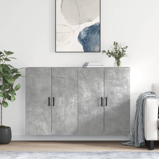 Wall Mounted Cabinets 2 pcs Concrete Grey 69,5x34x90 cm