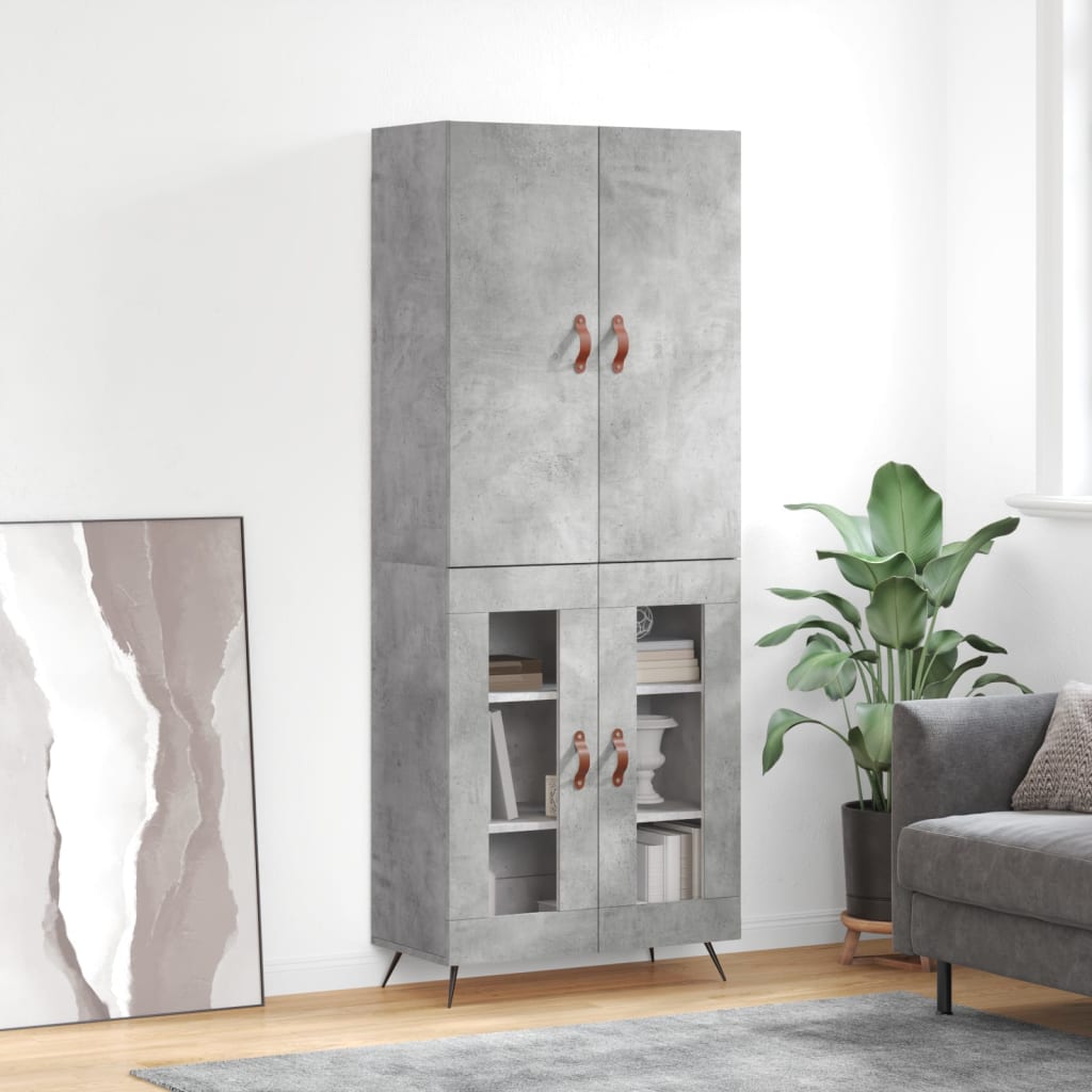 Highboard Concrete Grey 69,5x34x180 cm Engineered Wood