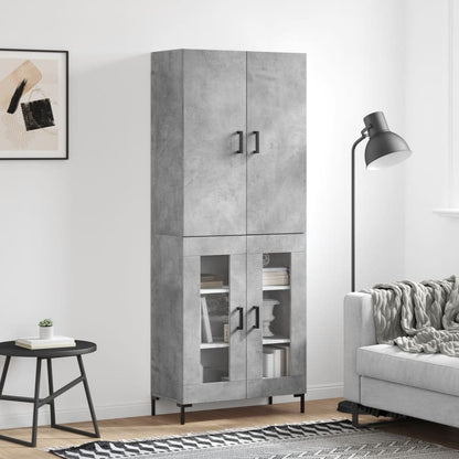 Highboard Concrete Grey 69.5x34x180 cm Engineered Wood