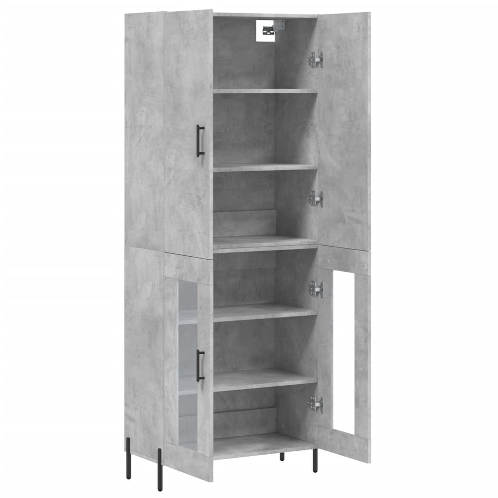 Highboard Concrete Grey 69.5x34x180 cm Engineered Wood