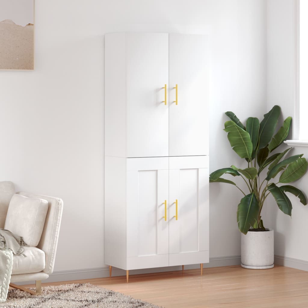 Highboard White 69.5x34x180 cm Engineered Wood