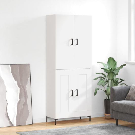 Highboard White 69.5x34x180 cm Engineered Wood