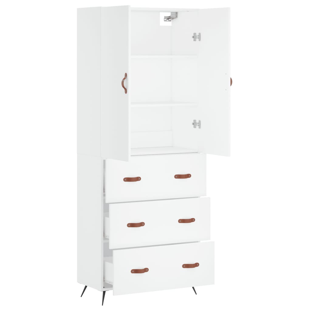 Highboard White 69,5x34x180 cm Engineered Wood