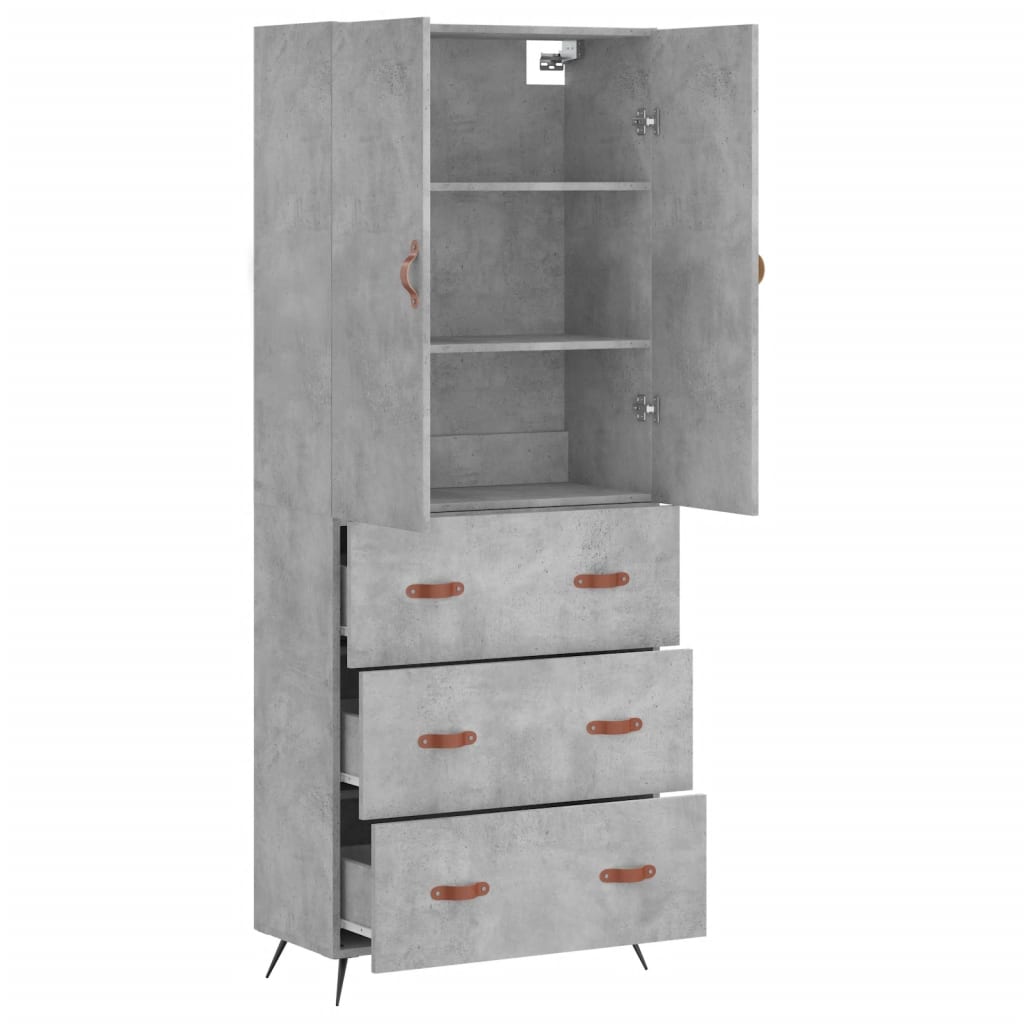 Highboard Concrete Grey 69,5x34x180 cm Engineered Wood