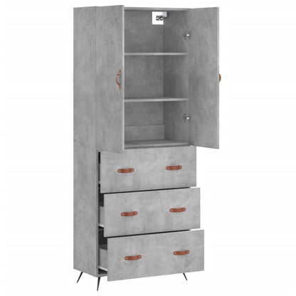 Highboard Concrete Grey 69,5x34x180 cm Engineered Wood