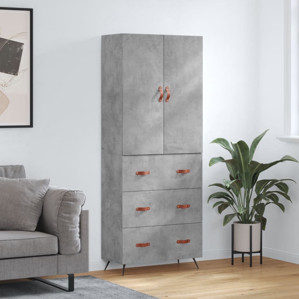 Highboard Concrete Grey 69,5x34x180 cm Engineered Wood