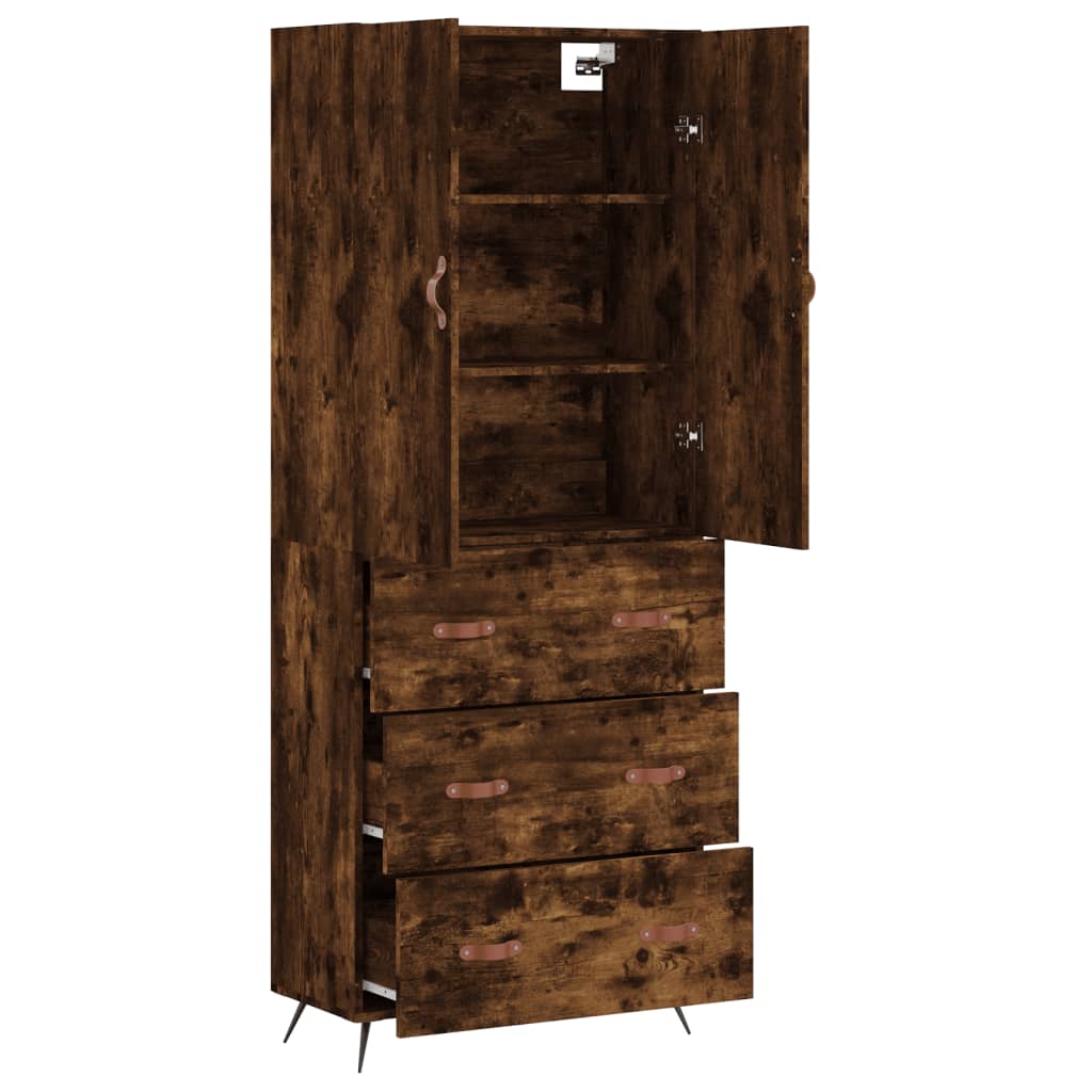 Highboard Smoked Oak 69,5x34x180 cm Engineered Wood