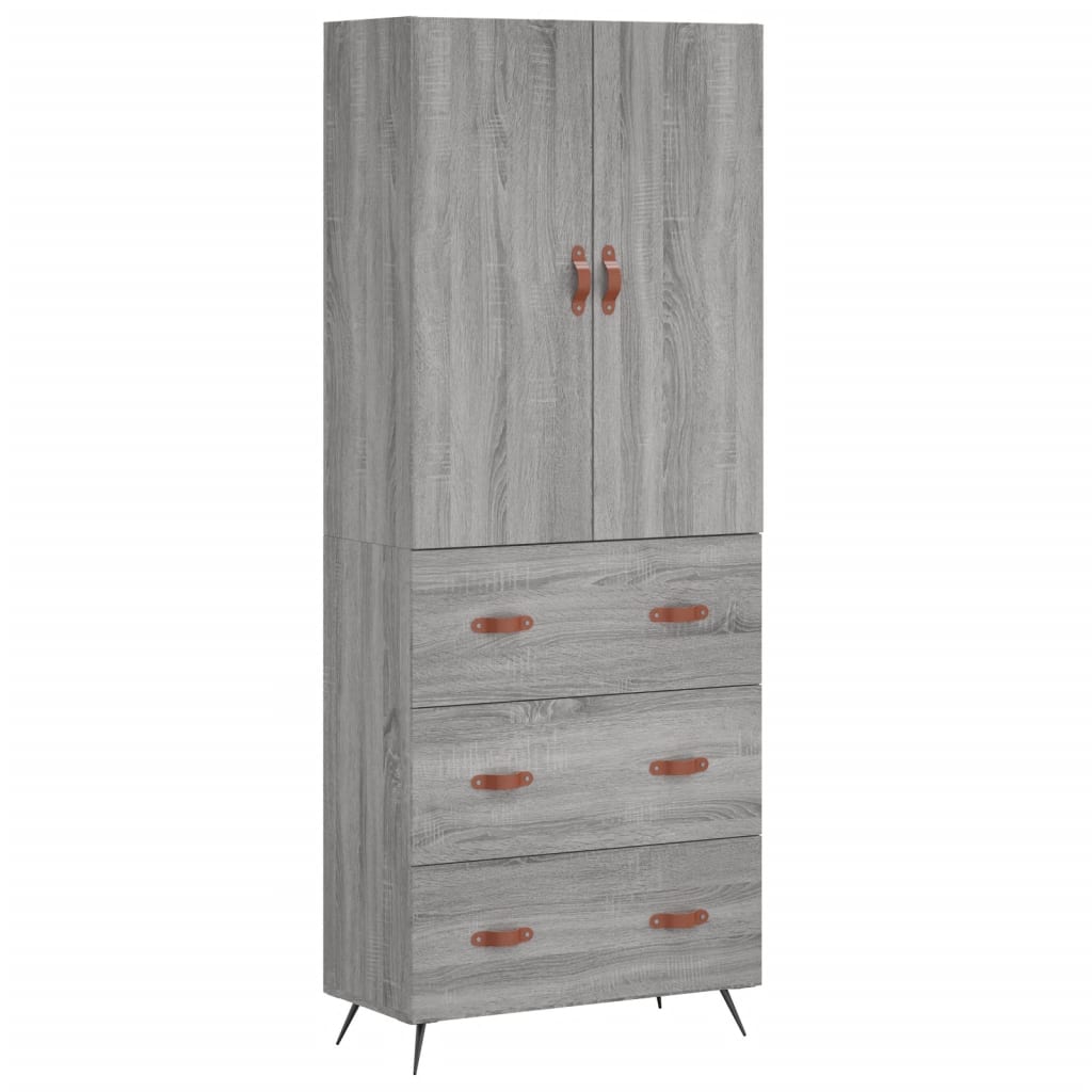 Highboard Grey Sonoma 69,5x34x180 cm Engineered Wood