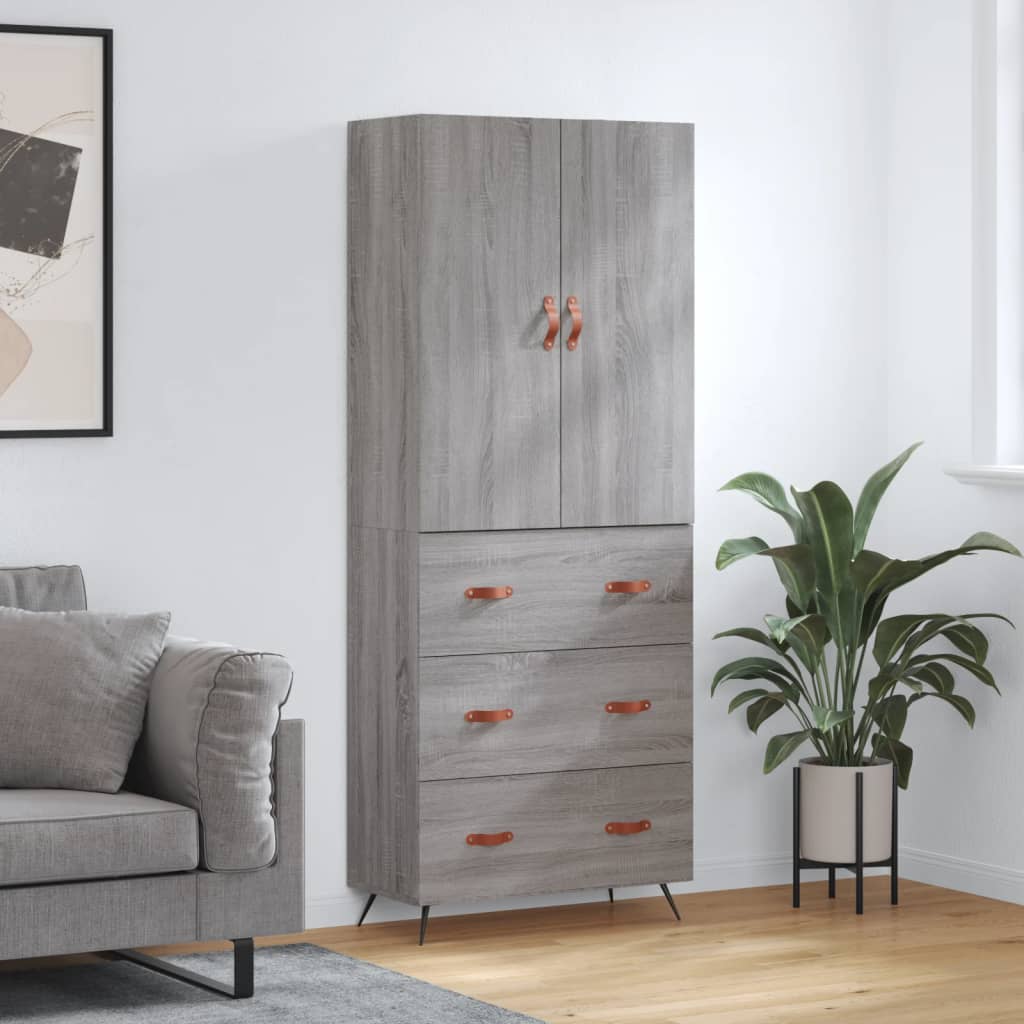 Highboard Grey Sonoma 69,5x34x180 cm Engineered Wood