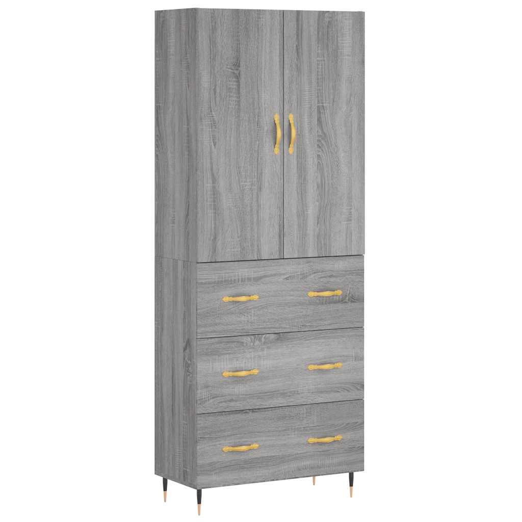 Highboard Grey Sonoma 69,5x34x180 cm Engineered Wood