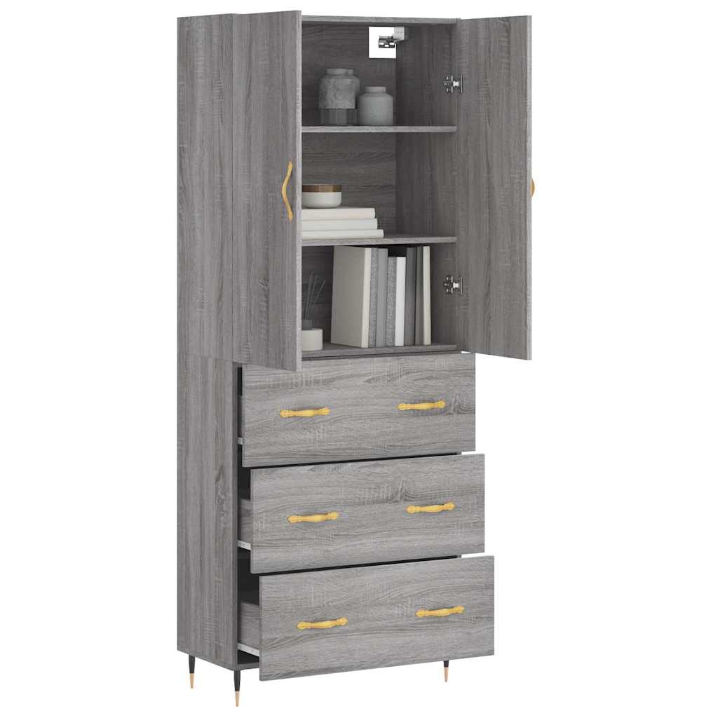 Highboard Grey Sonoma 69,5x34x180 cm Engineered Wood