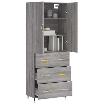 Highboard Grey Sonoma 69,5x34x180 cm Engineered Wood