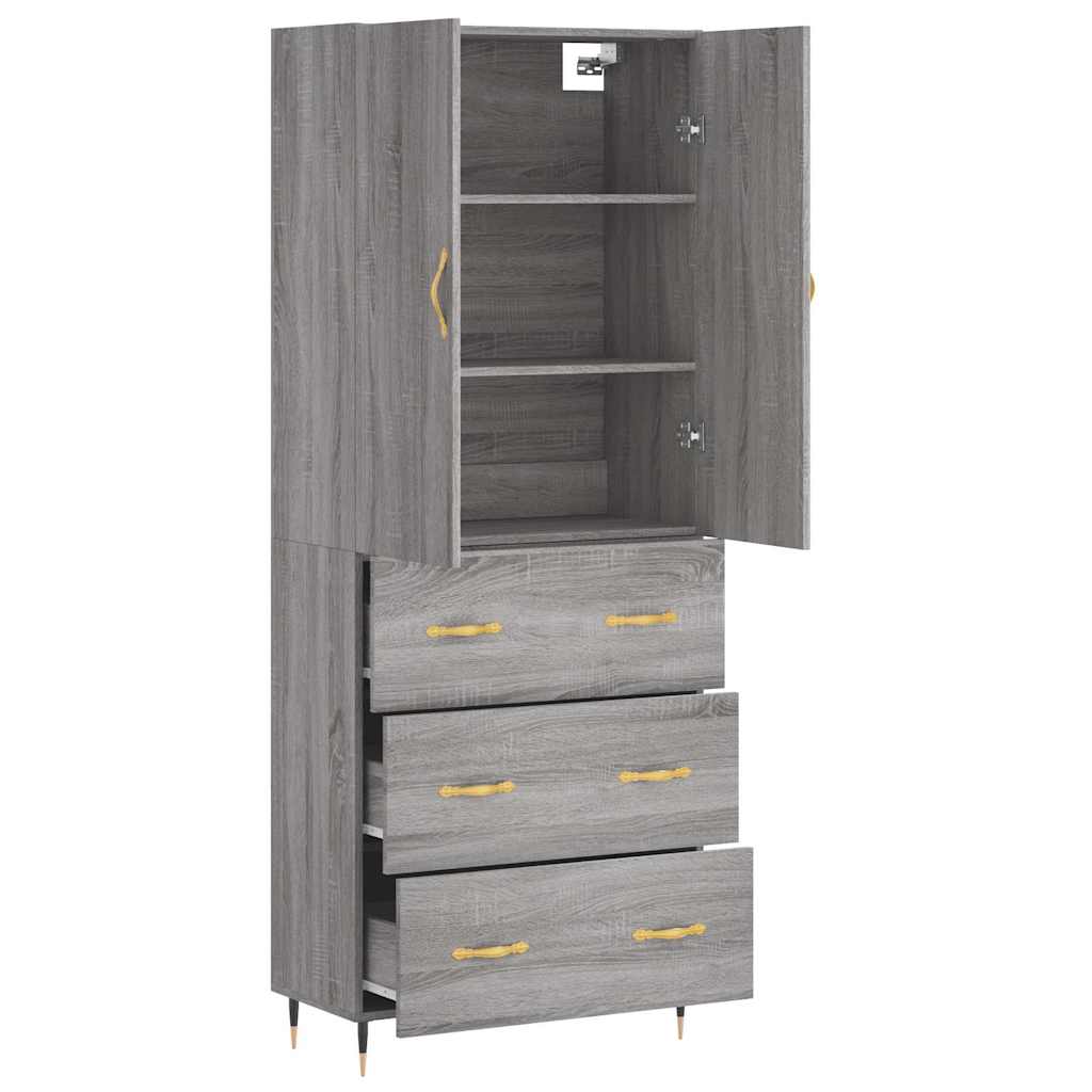 Highboard Grey Sonoma 69,5x34x180 cm Engineered Wood