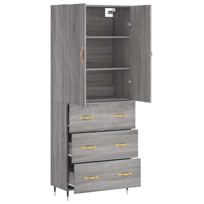 Highboard Grey Sonoma 69,5x34x180 cm Engineered Wood