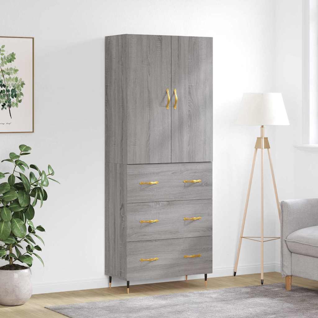 Highboard Grey Sonoma 69,5x34x180 cm Engineered Wood
