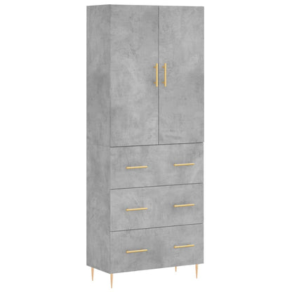 Highboard Concrete Grey 69.5x34x180 cm Engineered Wood