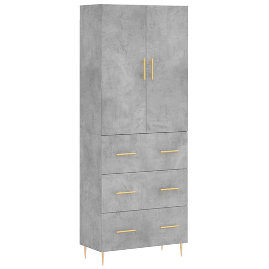 Highboard Concrete Grey 69.5x34x180 cm Engineered Wood