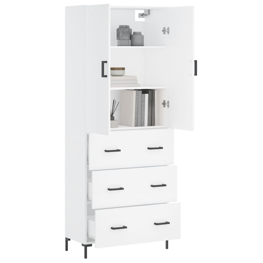 Highboard White 69.5x34x180 cm Engineered Wood
