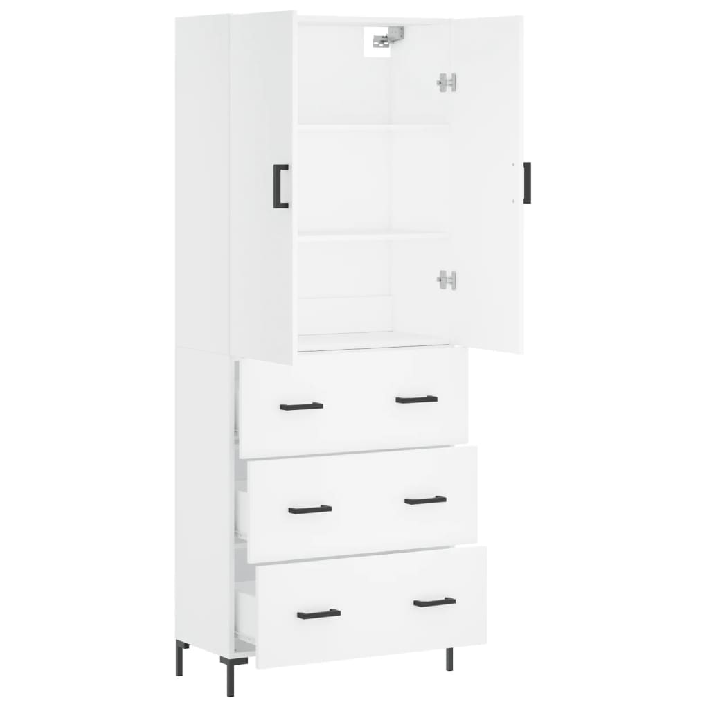 Highboard White 69.5x34x180 cm Engineered Wood