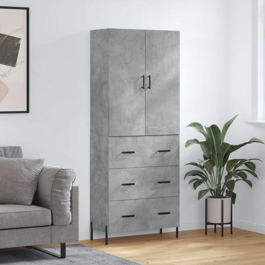 Highboard Concrete Grey 69,5x34x180 cm Engineered Wood