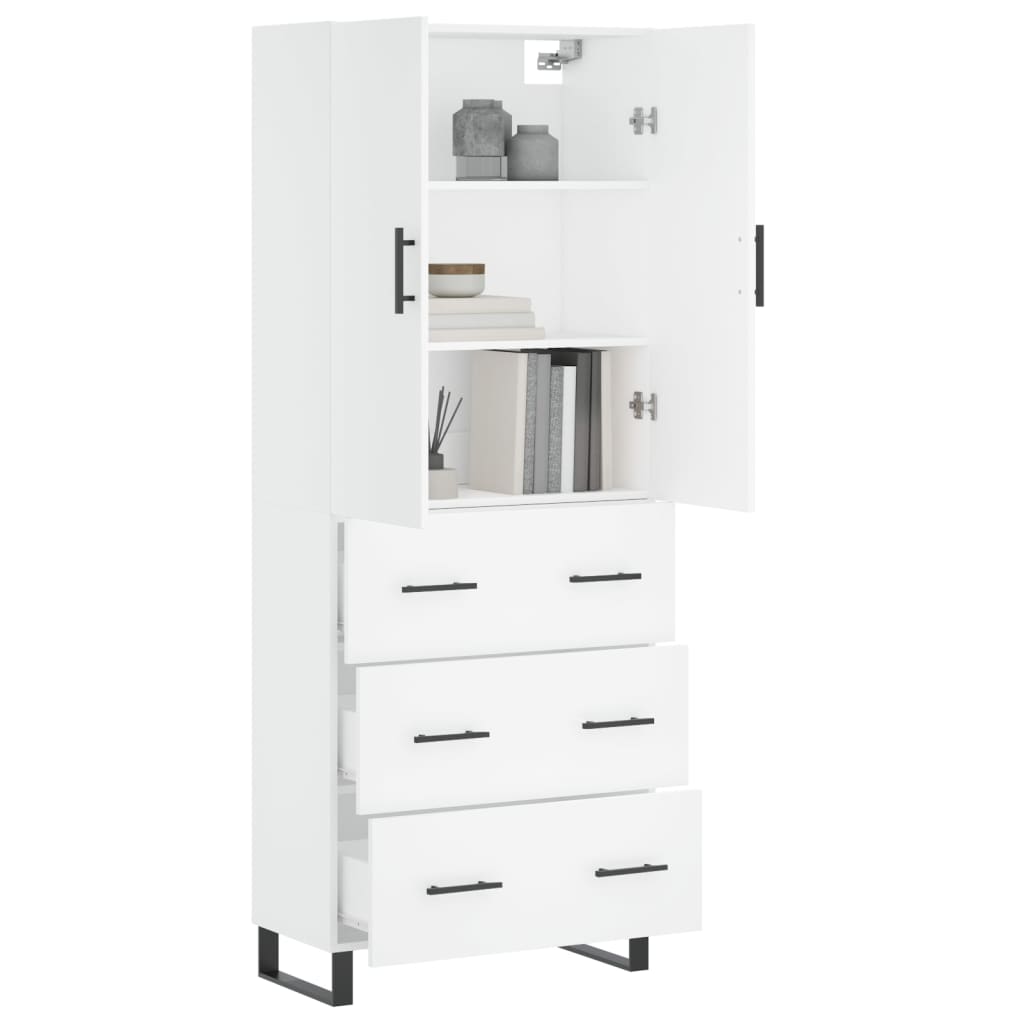 Highboard White 69.5x34x180 cm Engineered Wood