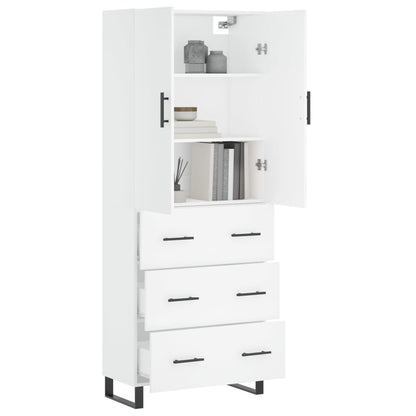 Highboard White 69.5x34x180 cm Engineered Wood