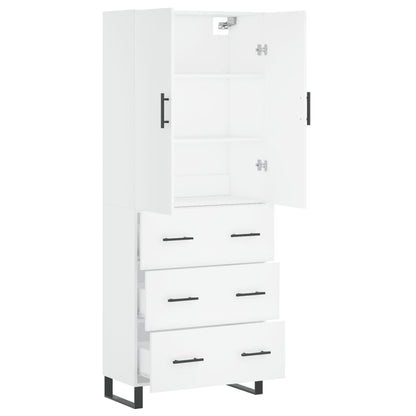 Highboard White 69.5x34x180 cm Engineered Wood
