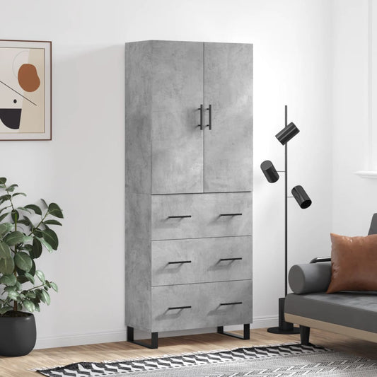 Highboard Concrete Grey 69,5x34x180 cm Engineered Wood