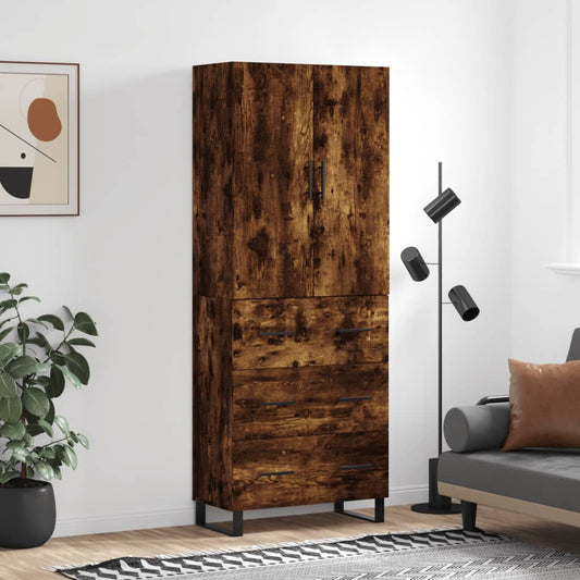 Highboard Smoked Oak 69,5x34x180 cm Engineered Wood