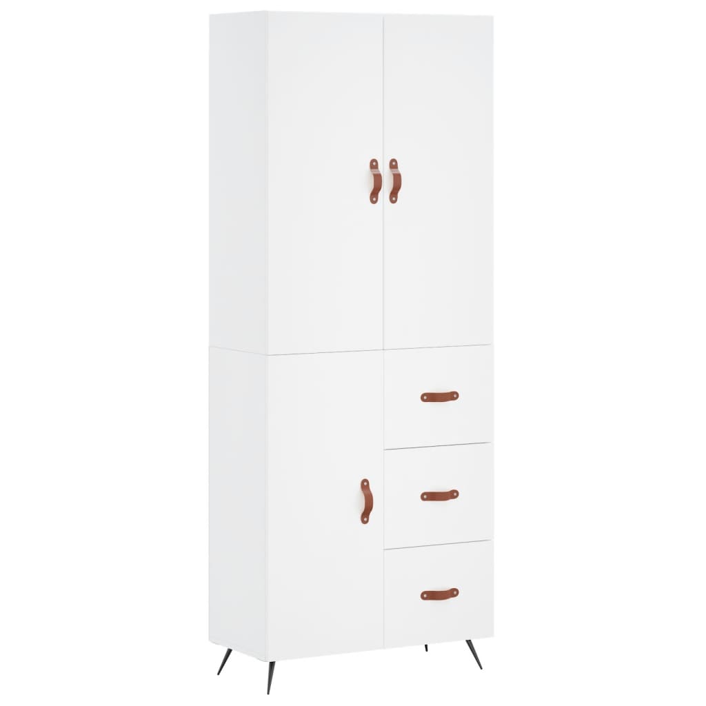 Highboard White 69,5x34x180 cm Engineered Wood