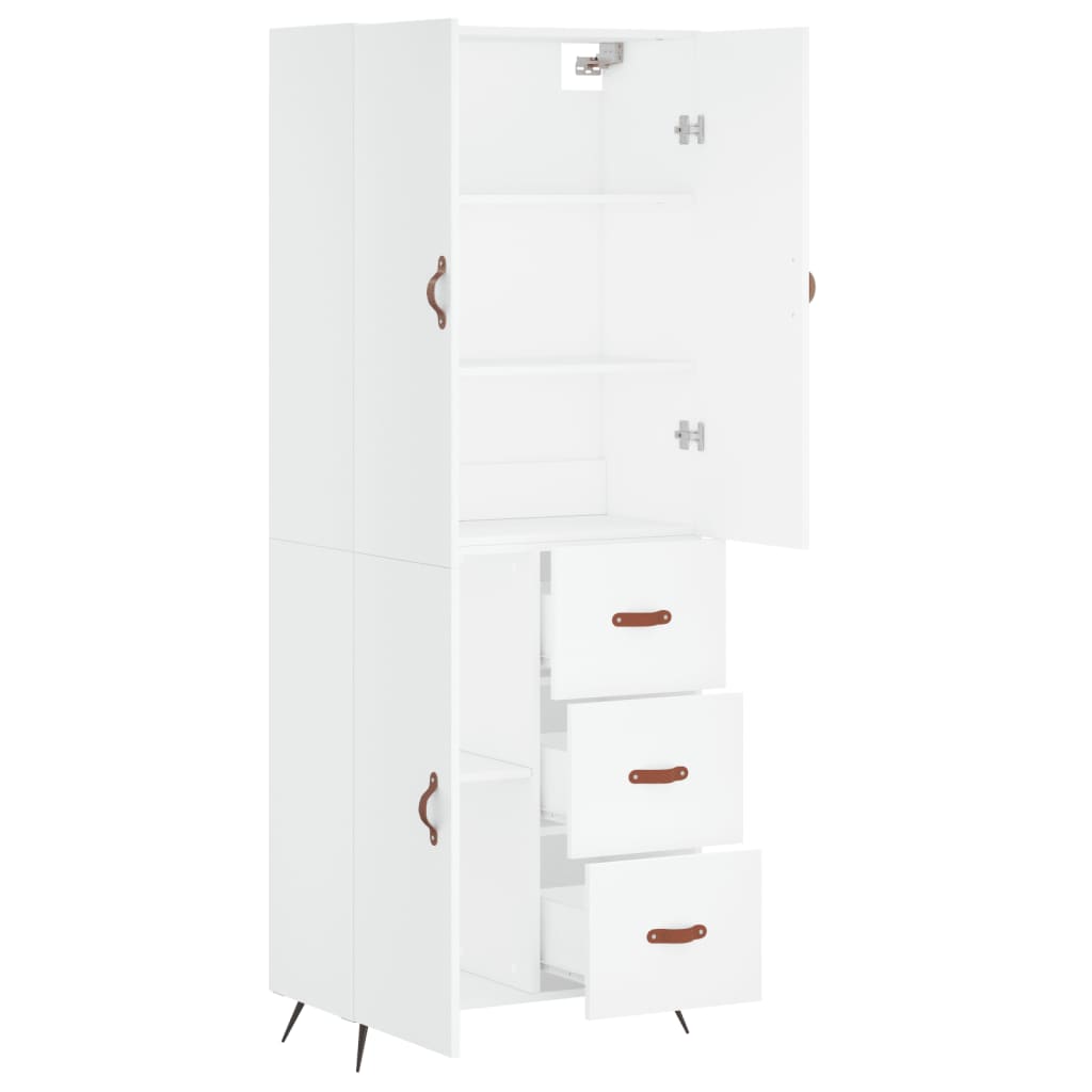 Highboard White 69,5x34x180 cm Engineered Wood