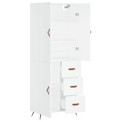 Highboard White 69,5x34x180 cm Engineered Wood