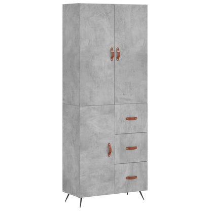 Highboard Concrete Grey 69,5x34x180 cm Engineered Wood