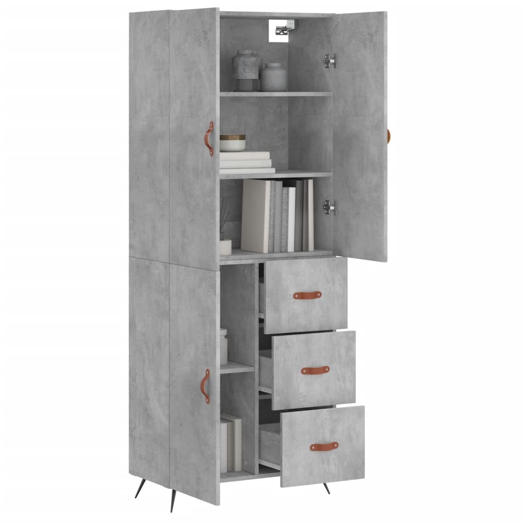Highboard Concrete Grey 69,5x34x180 cm Engineered Wood